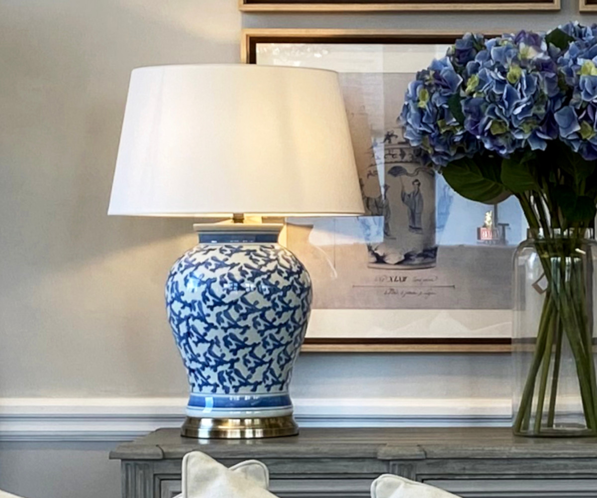 Blue Coral Ceramic Lamp & Shade