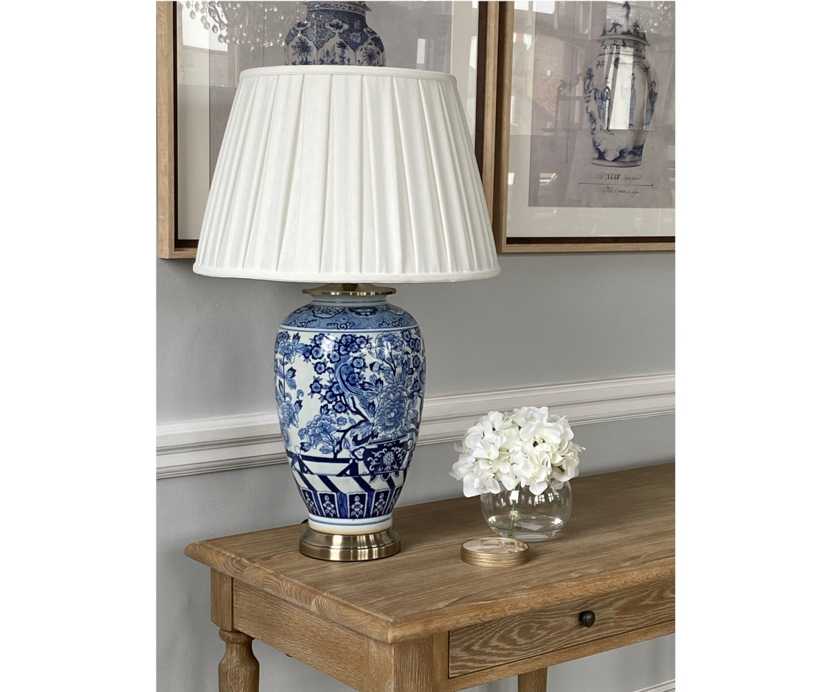 PRE-ORDER - Blue Cherry Blossom Ceramic Lamp & Shade