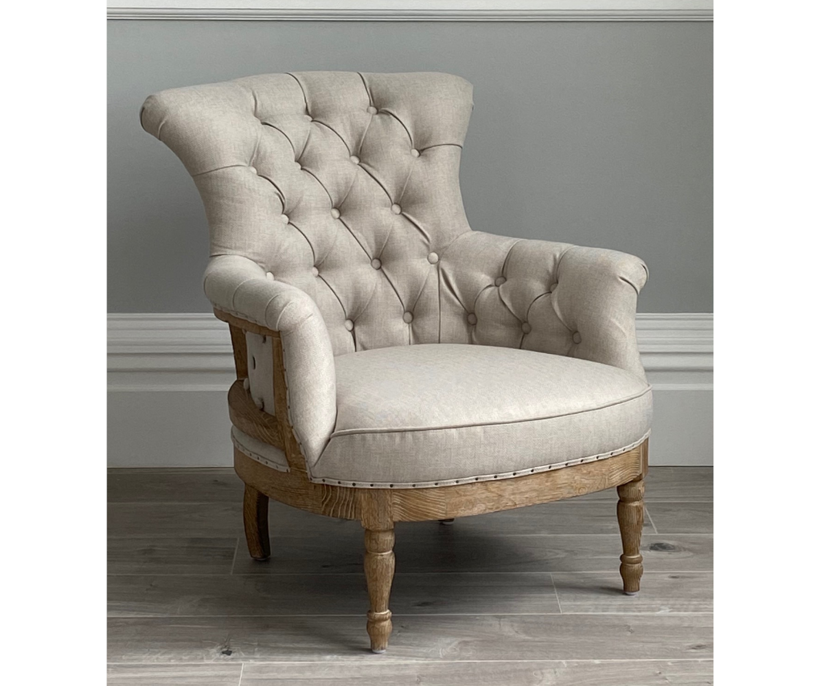 Deconstructed Nordic Tub Chair in Arran Linen
