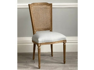 Halland Rattan Back Dining Chair in Arran Dove