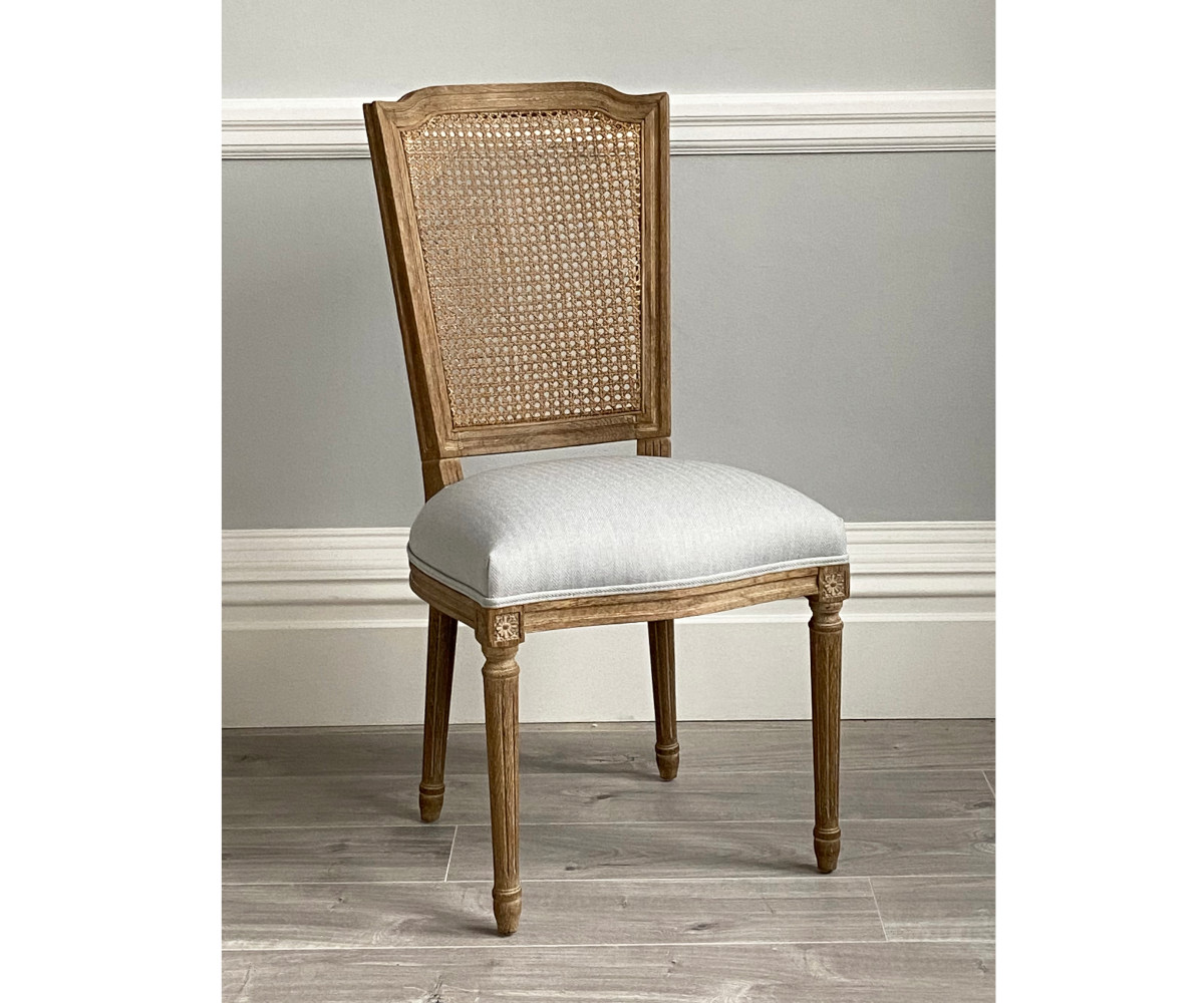 Halland Rattan Back Dining Chair in Arran Dove