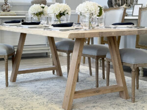 Halland Dining Table with Natural Edge & Wooden Base, 260cm