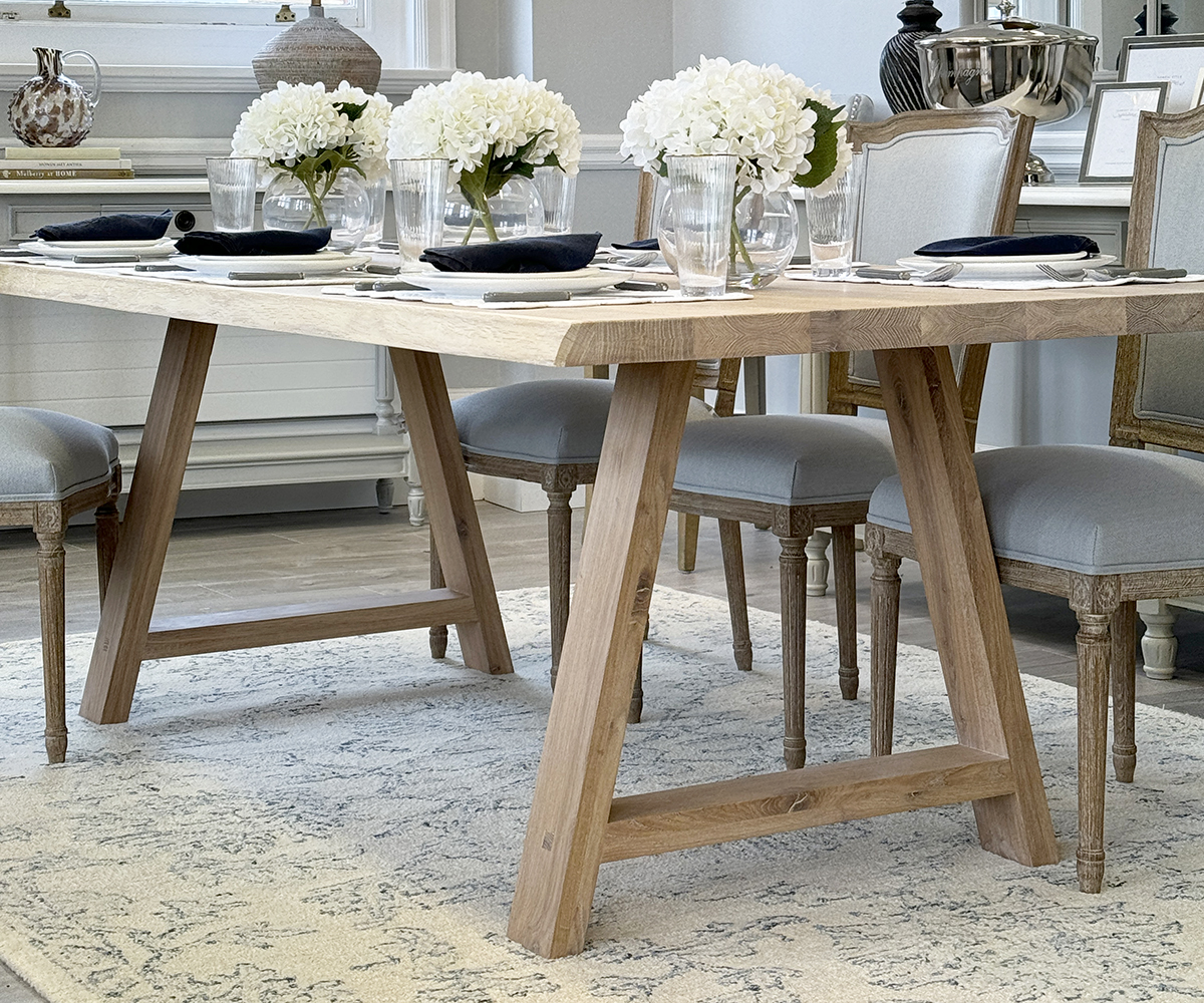 Halland Dining Table with Natural Edge & Wooden Base, 260cm