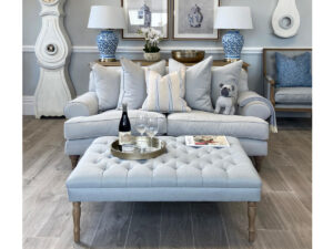 Upholstered Coffee Table / Footstool in Arran Dove, 110cm