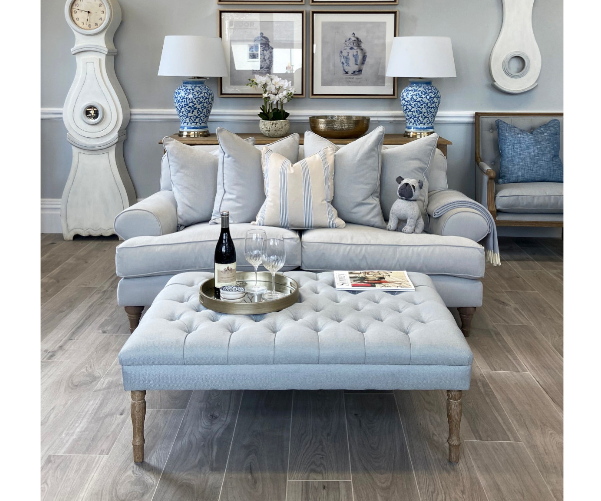 Upholstered Coffee Table / Footstool in Arran Dove, 110cm