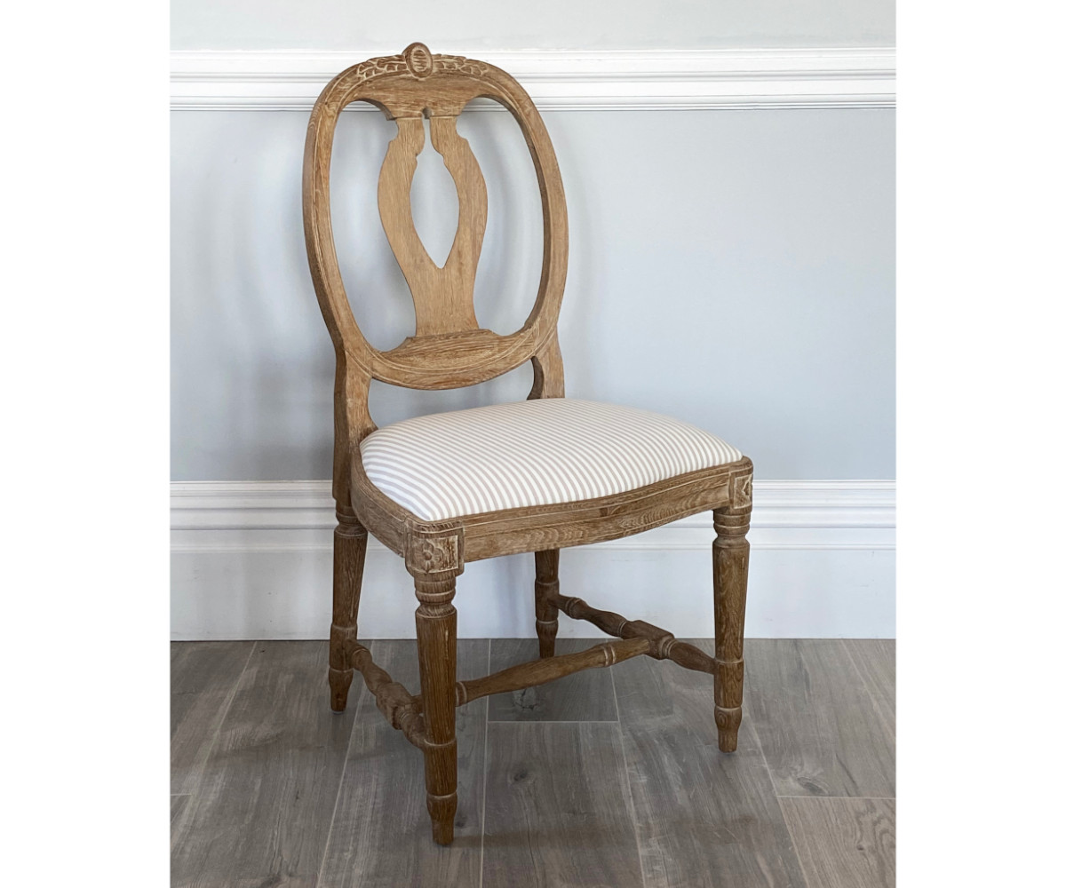 Limed Oak Medallion Chair in Stone Stripe