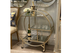 Round Drinks Trolley with Mirrored Shelves