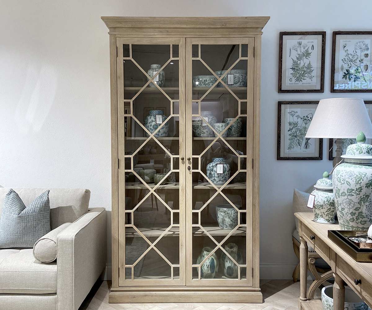 Vermont 2 Door Oak Tall Display Cabinet