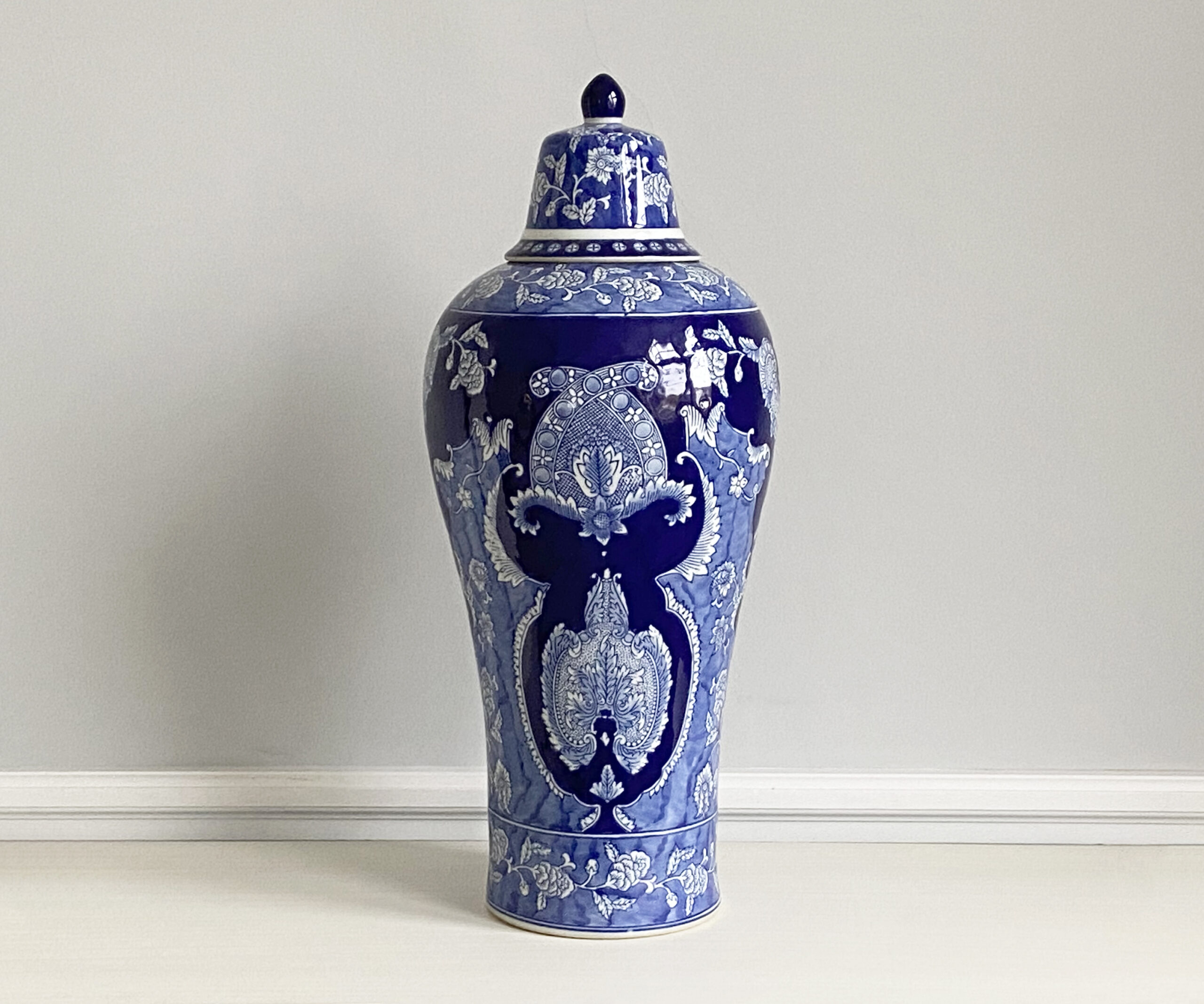 Extra Large Blue & White Paisley Ginger Jar