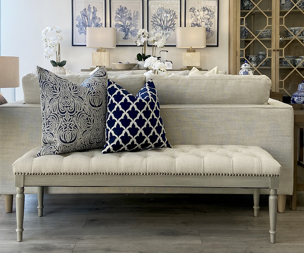 Karlsholm Bench Stool in Herringbone Oatmeal