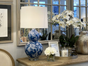 Blue Moutan Peony Ceramic Lamp & Shade