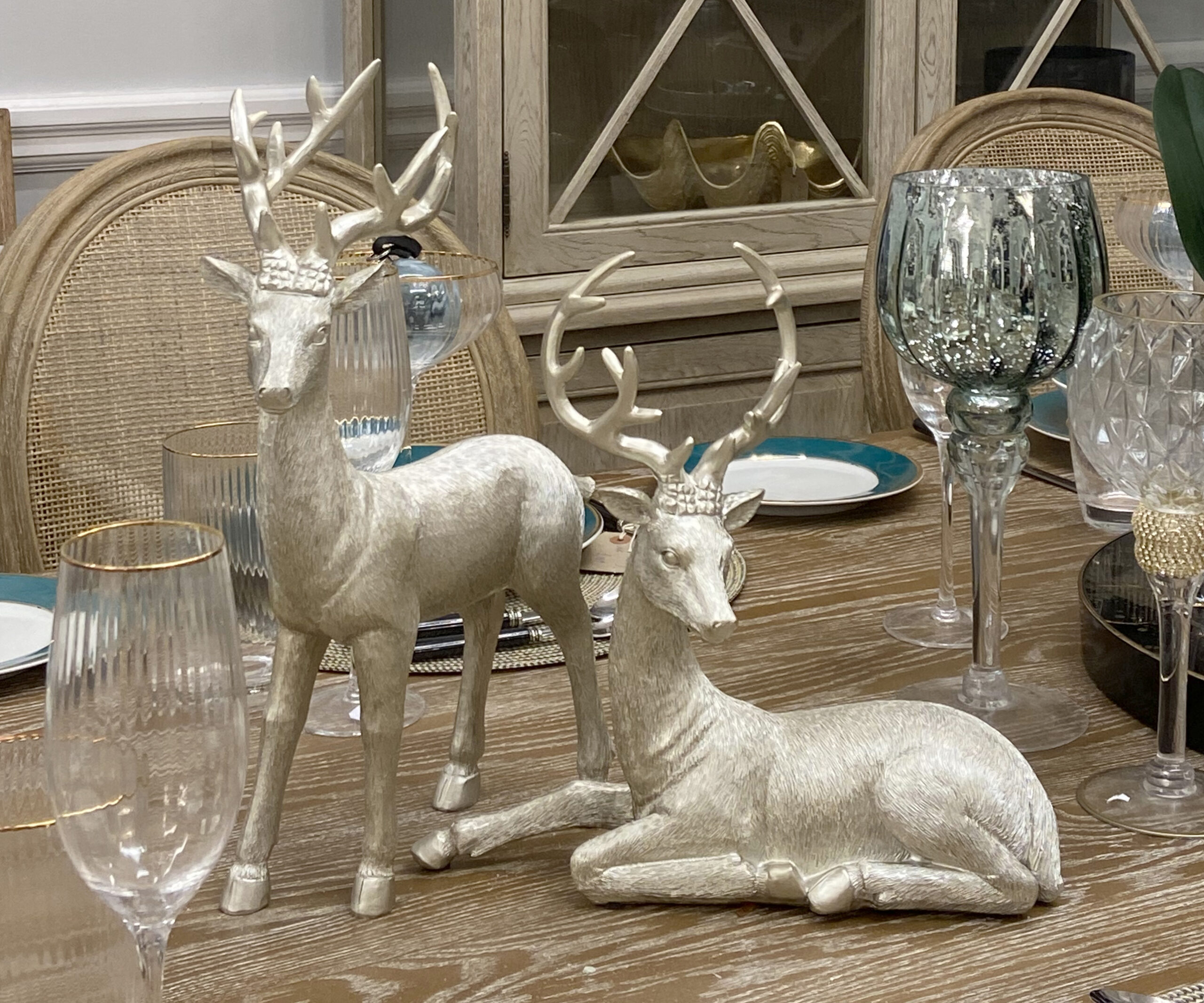 Set of 2 Champagne Reindeer