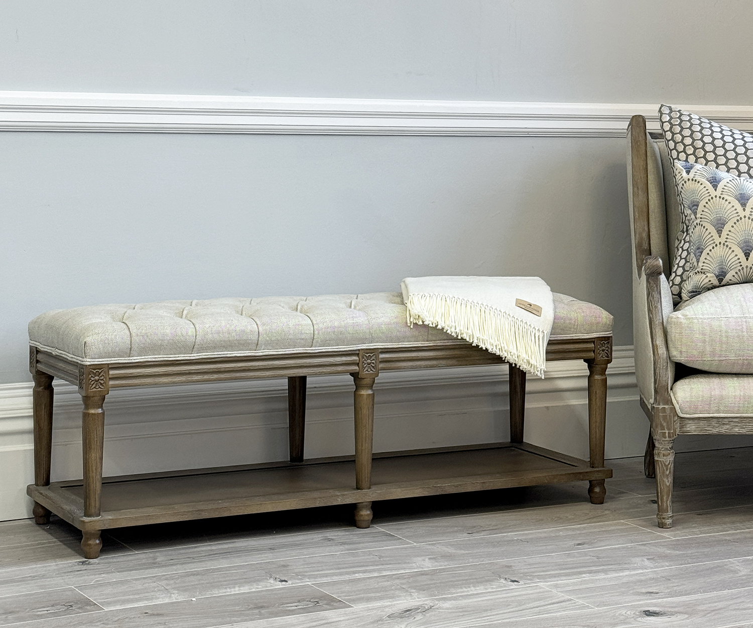 Astrid Bench Stool in Porridge