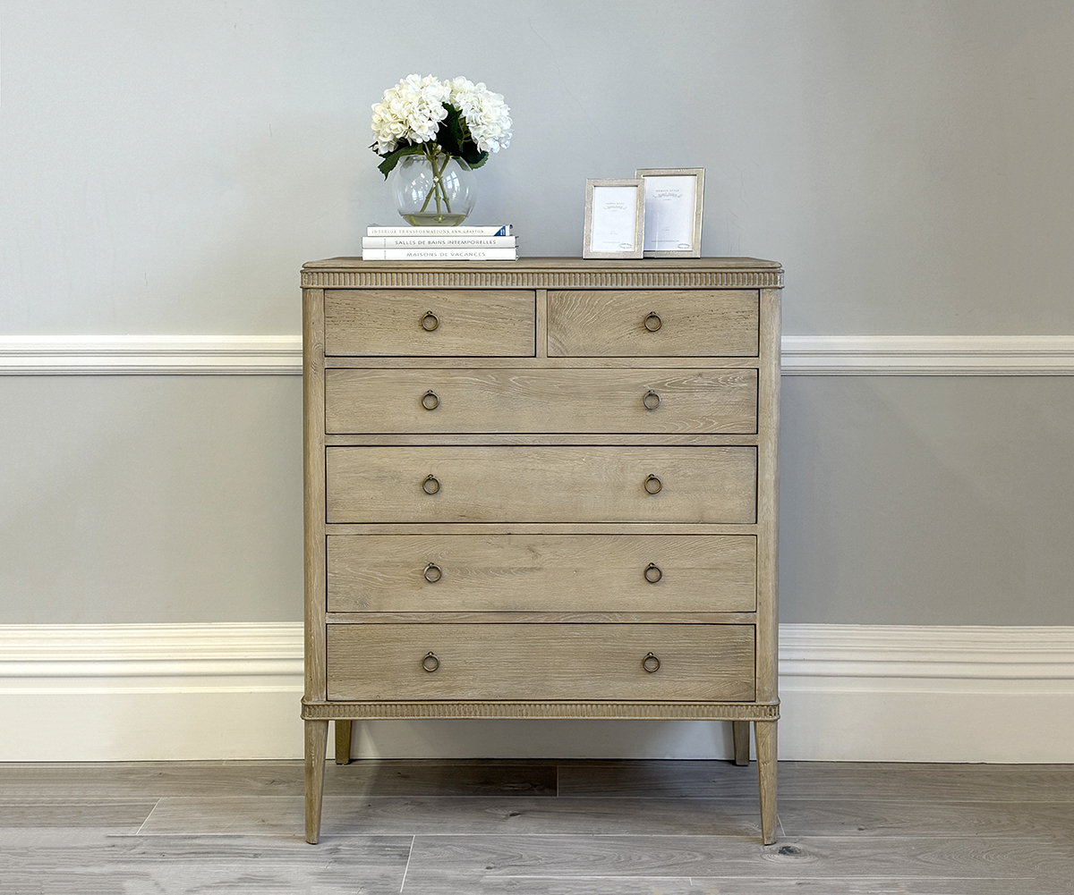 Gustavian Oak Chest of 2 Over 4 Drawers