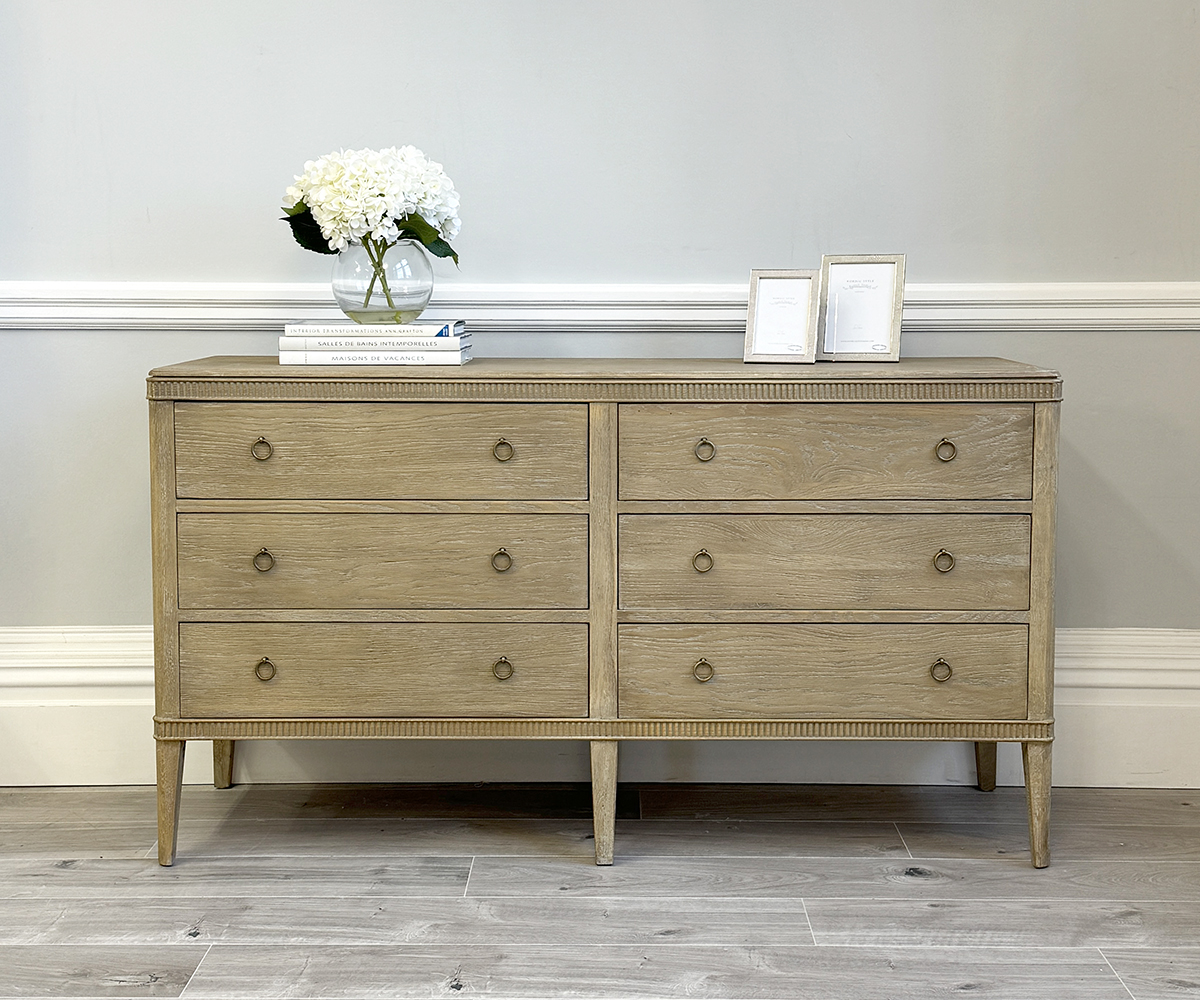 Gustavian Oak 6 Drawer Sideboard