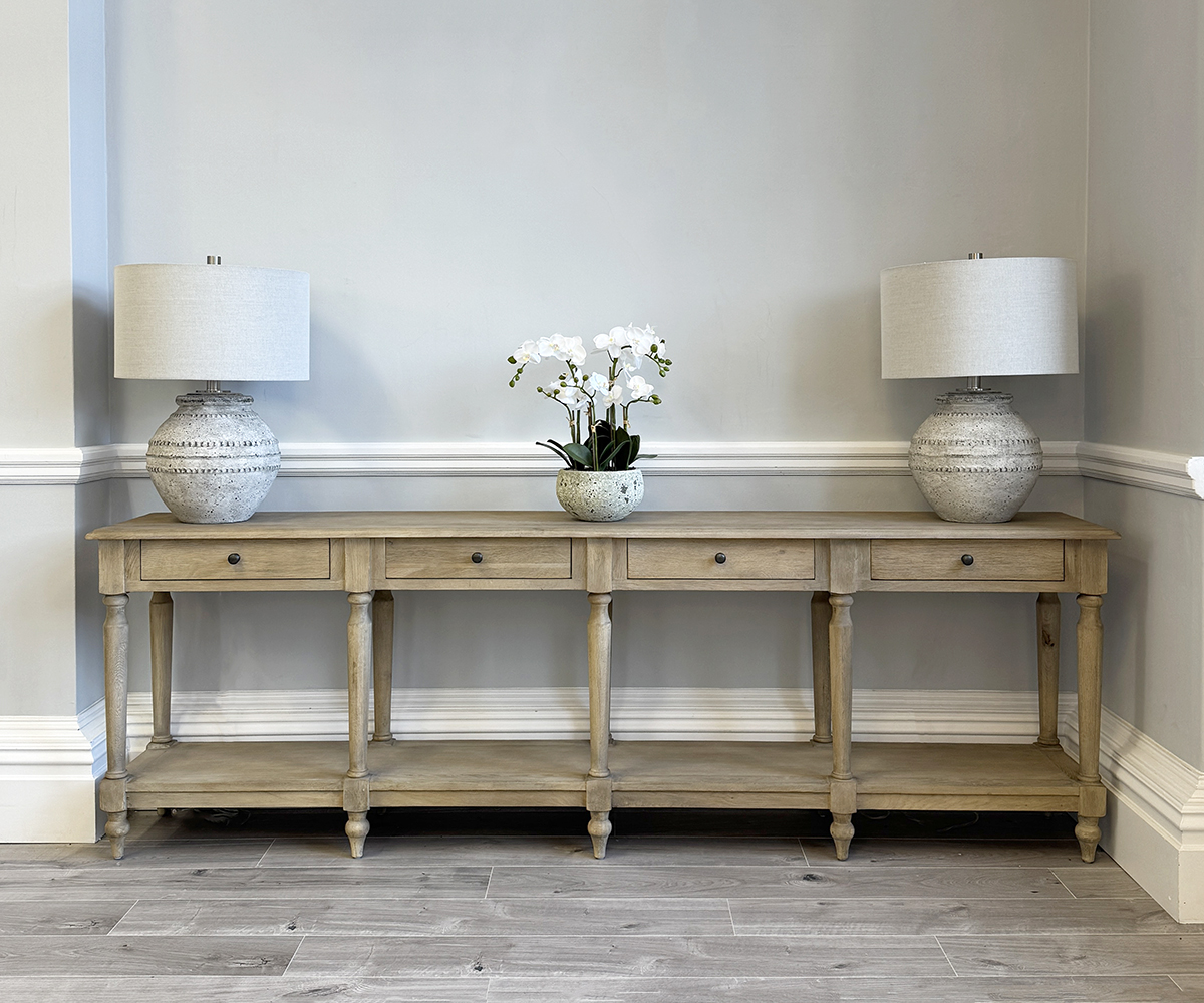 Henley 4 Drawer Oak Console Table