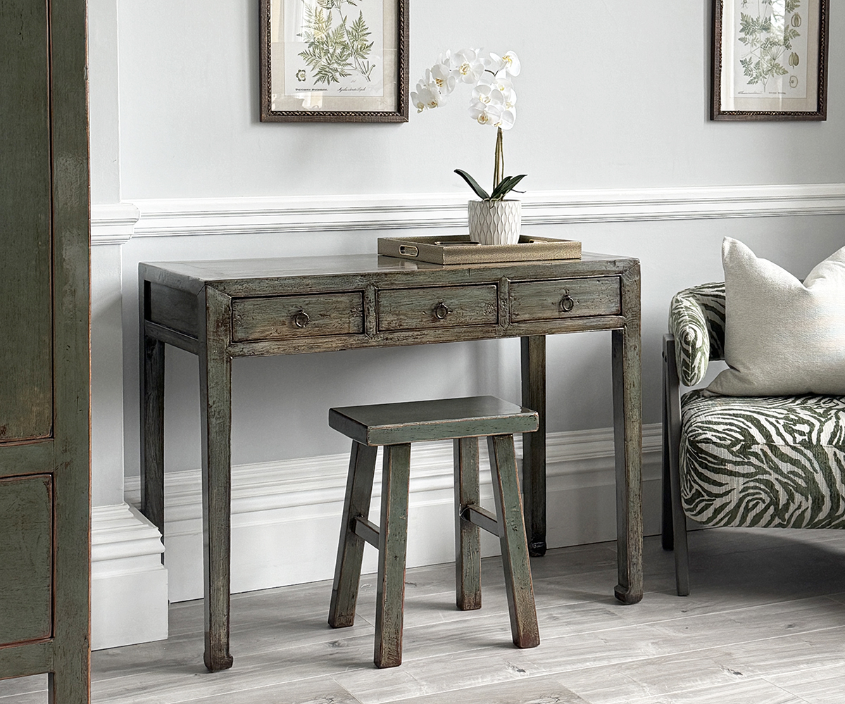 Original 3 Drawer Console Table in Moss