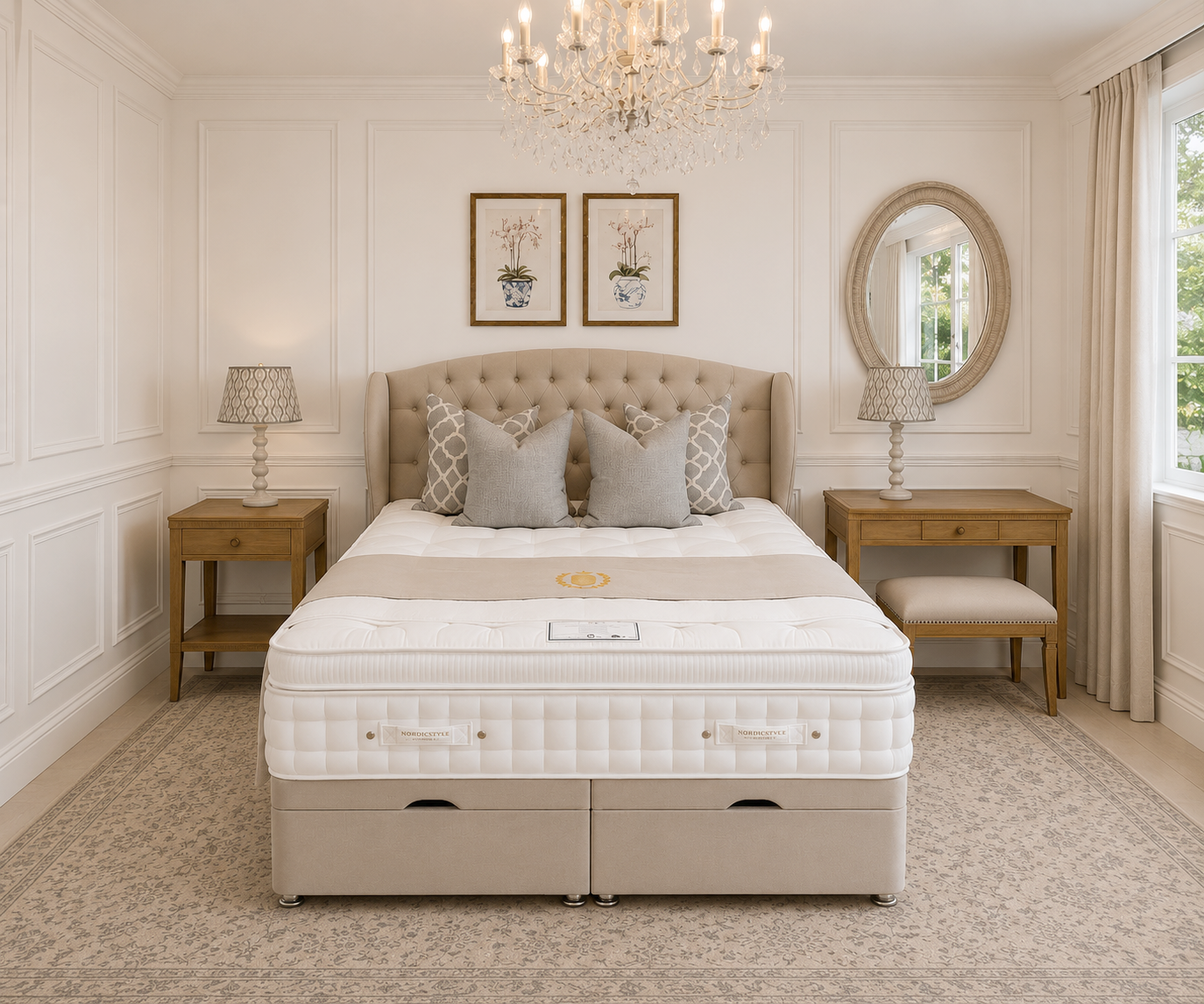 Chelsea Winged Headboard Complete Bed