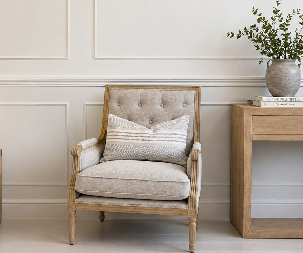 Louis XVI Oak Armchair in Porridge