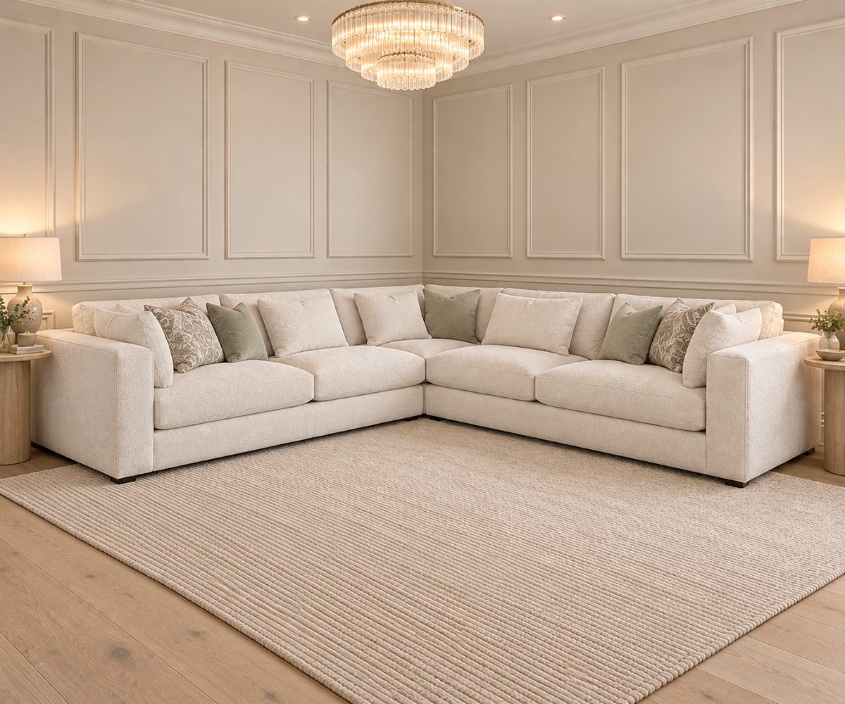 Lexington XL Corner Sofa in Silver Fabric