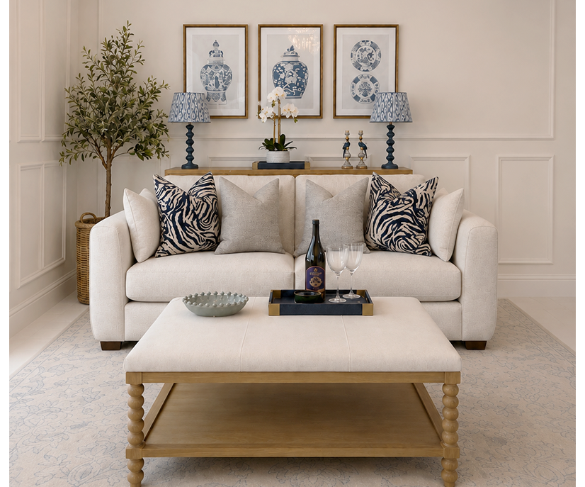 Lexington 2 Seater Sofa in Silver Fabric