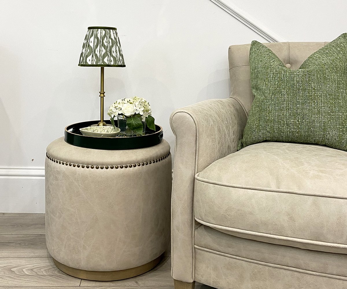 Amelia Ottoman in Clay Leather