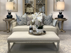 Pippa Coffee Table in Oatmeal Herringbone Fabric