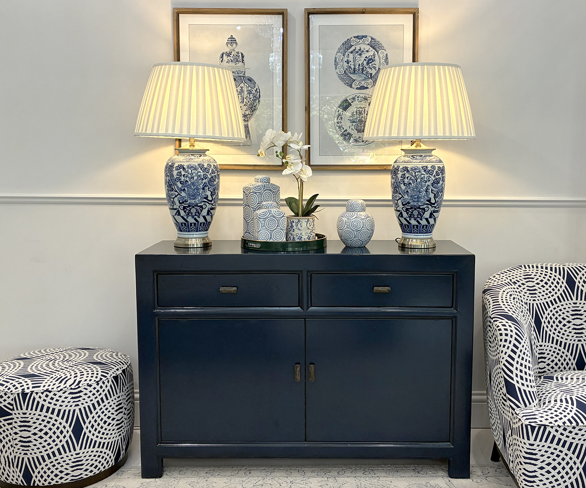 Oriental Style Mei 2 Door 2 Drawer Sideboard in Indigo