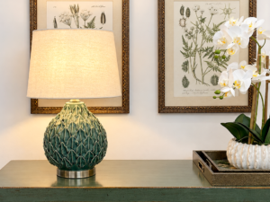 Mulberry Lamp & Shade in Frosty Spruce