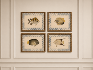 Set of 4 Framed Coastal Water Prints