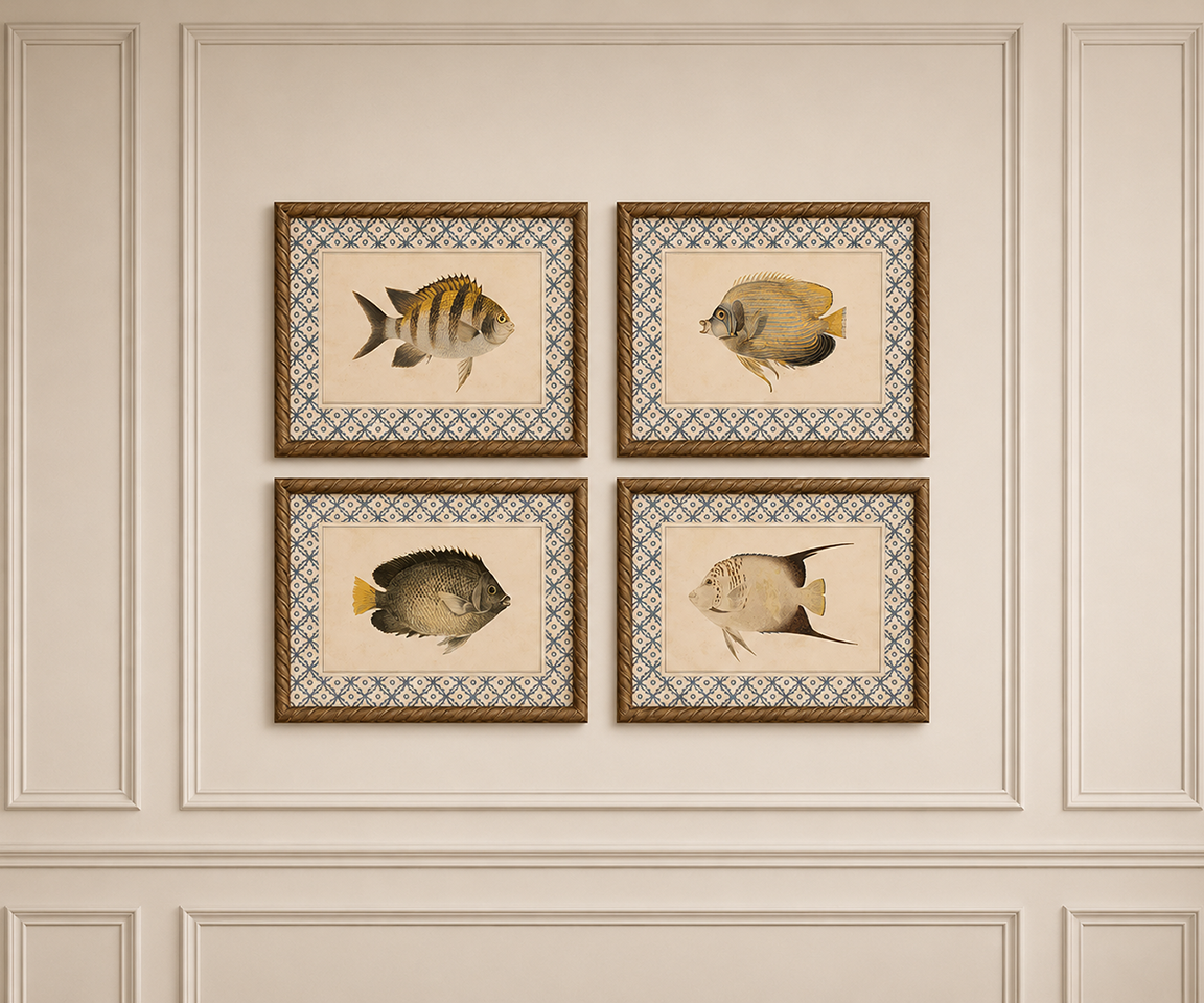 Set of 4 Framed Coastal Water Prints