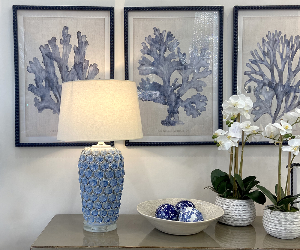 Flora Lamp & Shade in Forever Blue