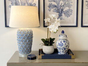 Set of 2 Faux Leather Trays in Indigo