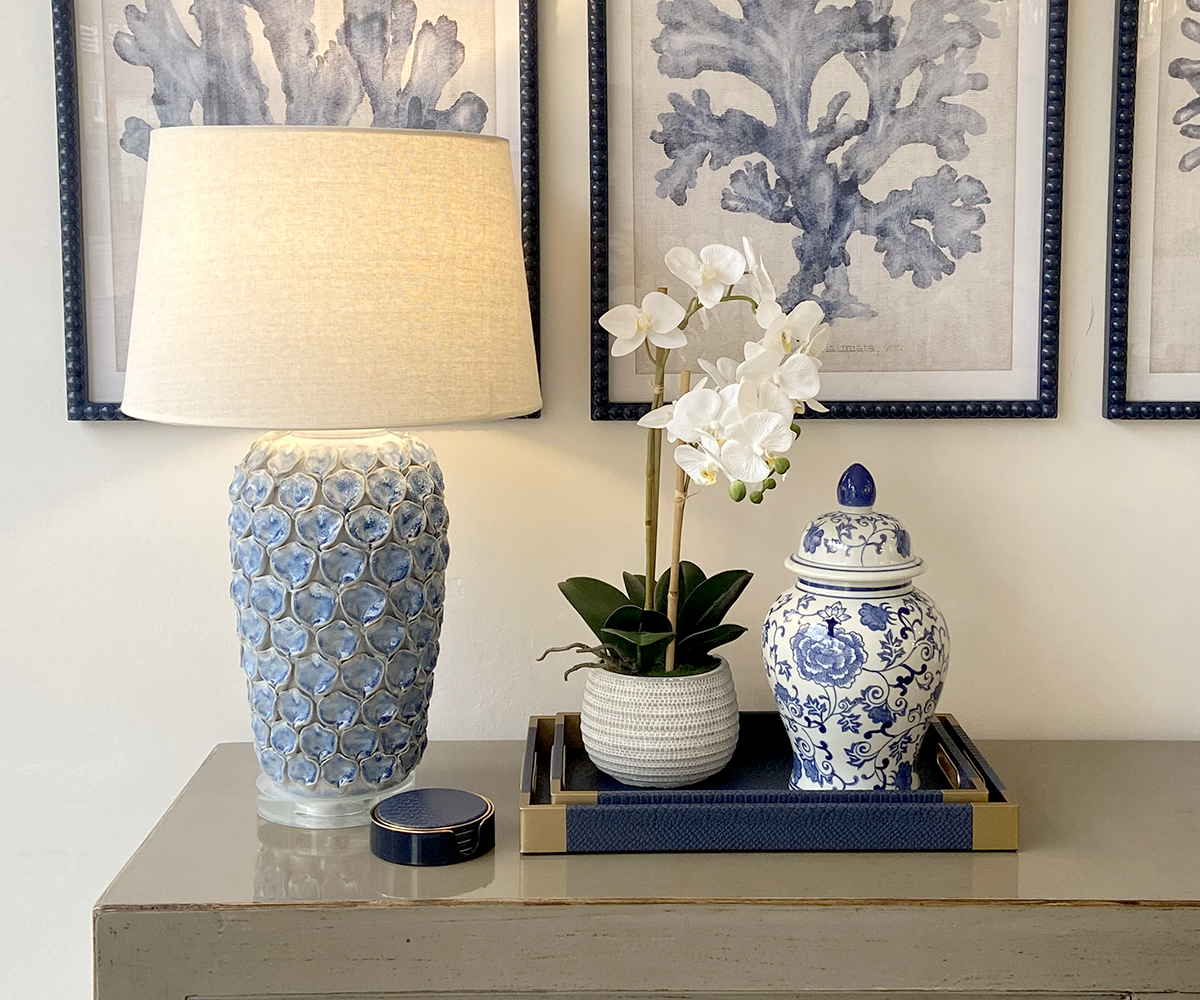 Set of 2 Faux Leather Trays in Indigo