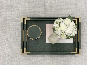 Set of 4 Faux Leather Coasters in Olive