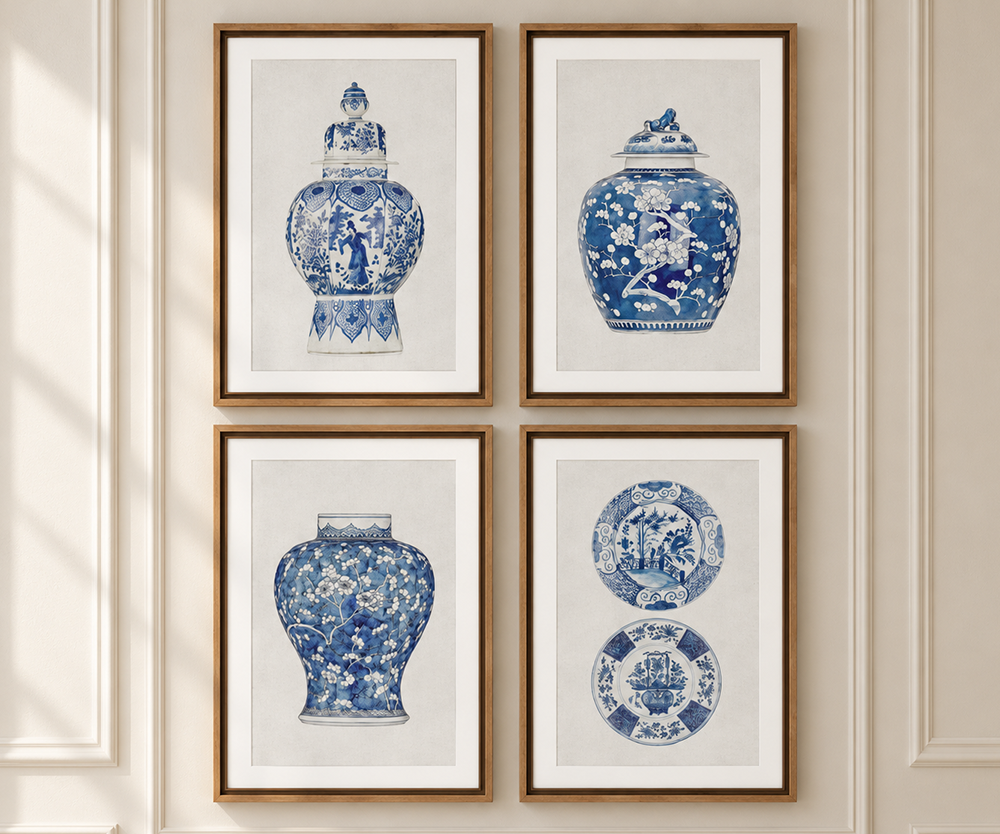Set of 4 Framed Plum Blossom Prints