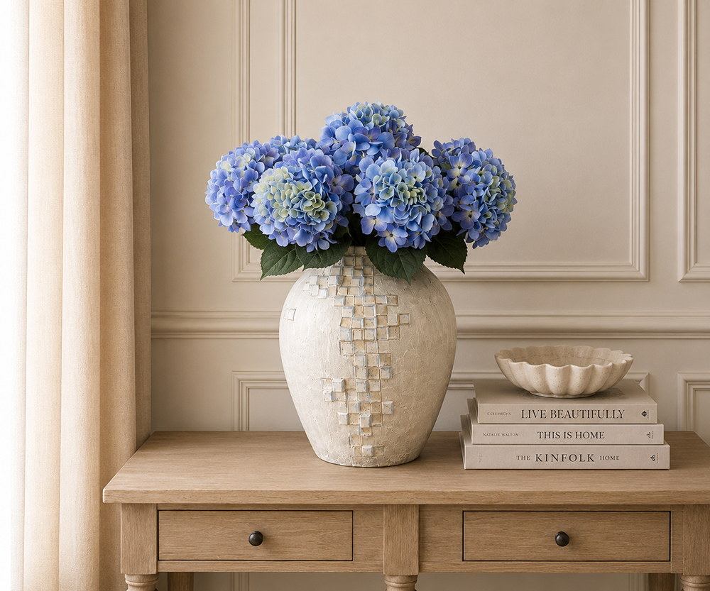 Real Touch Blue Hydrangea Stem, 65cm