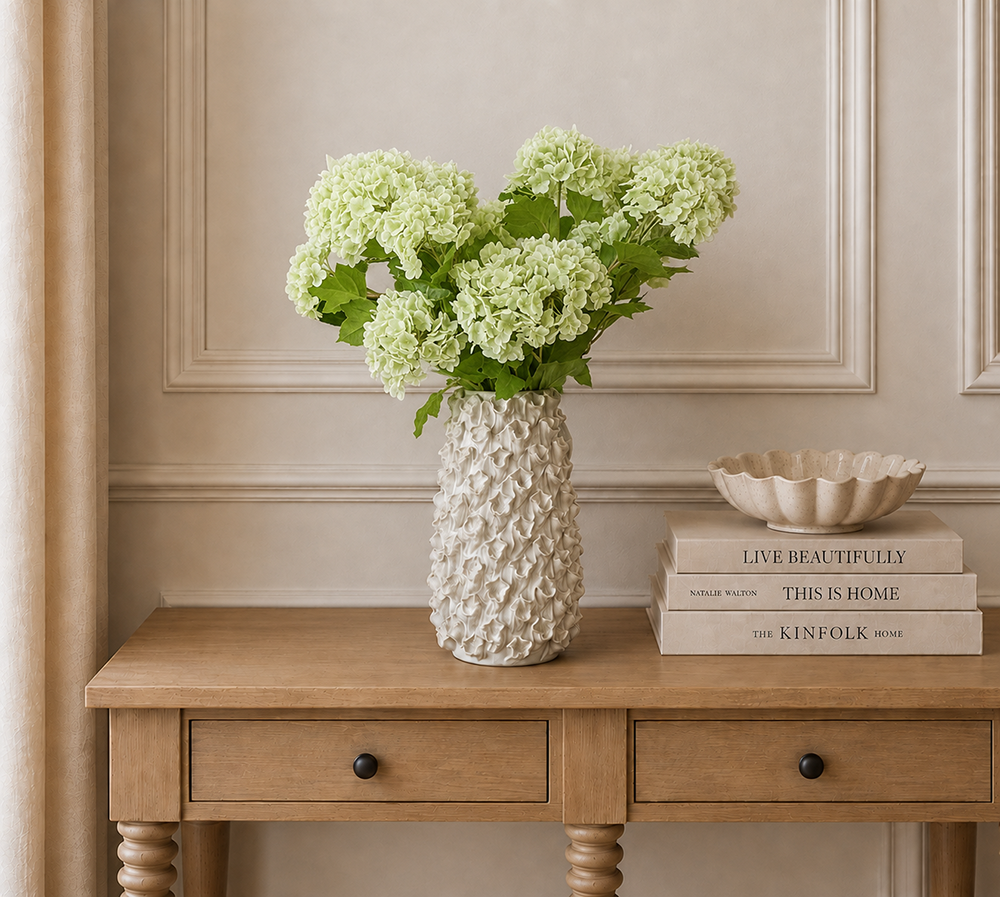 Real Touch Green Double Hydrangea Stem, 68cm