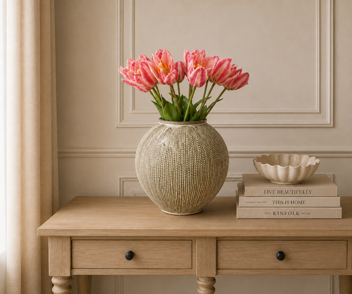 Real Touch Pink Parrot Tulip Stem, 47cm