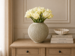 Real Touch White Peony Tulip Stem, 47cm