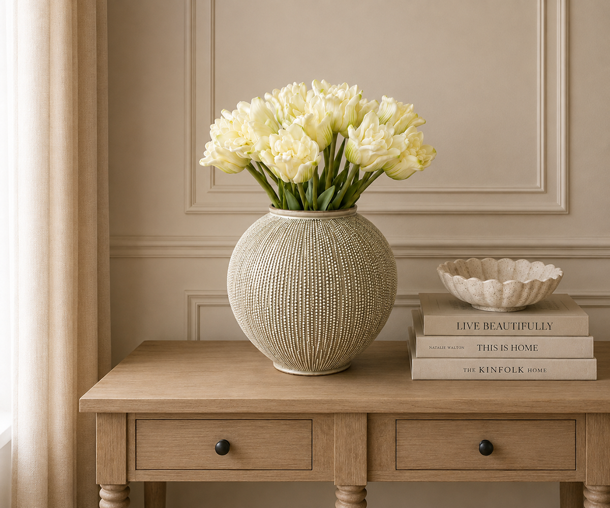 Real Touch White Peony Tulip Stem, 47cm
