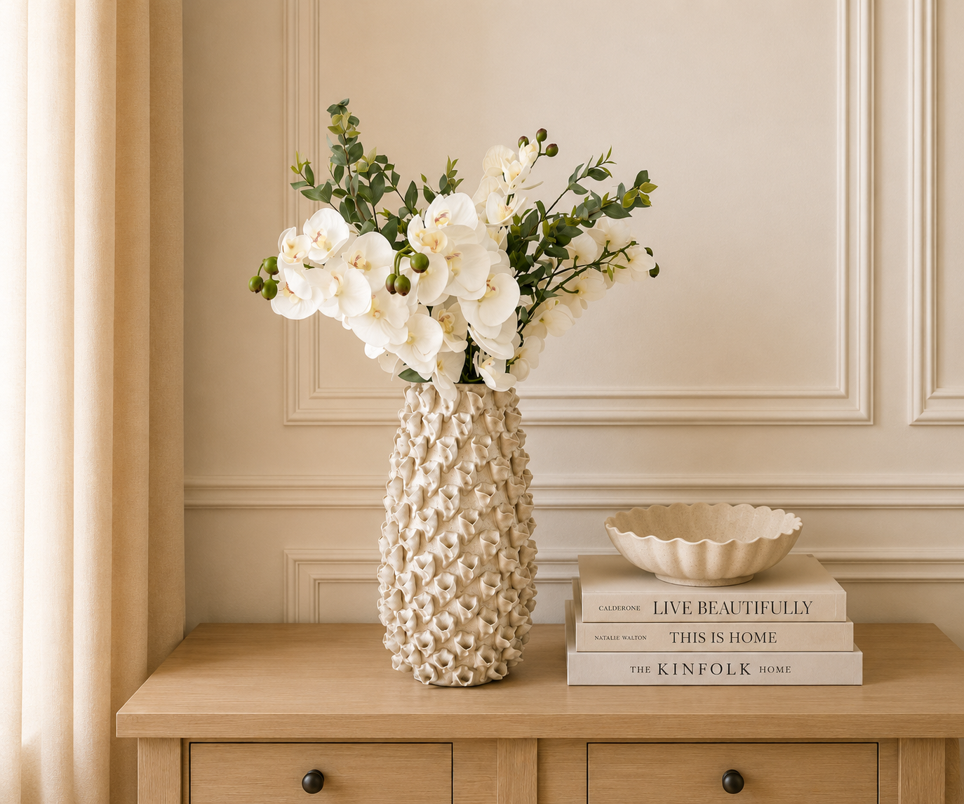 Real Touch White Phalaenopsis White Stem, 78cm