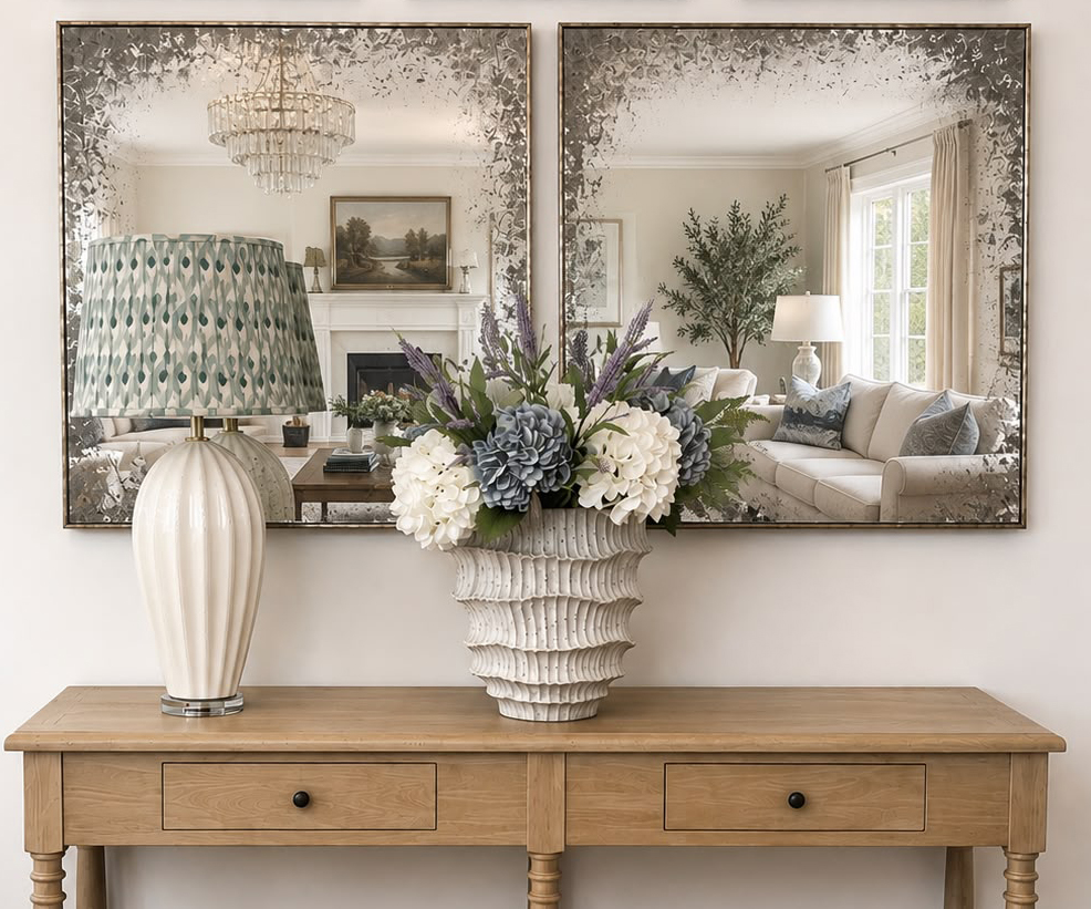 Square Sydney Mirror with Distressed Edge, 82cm