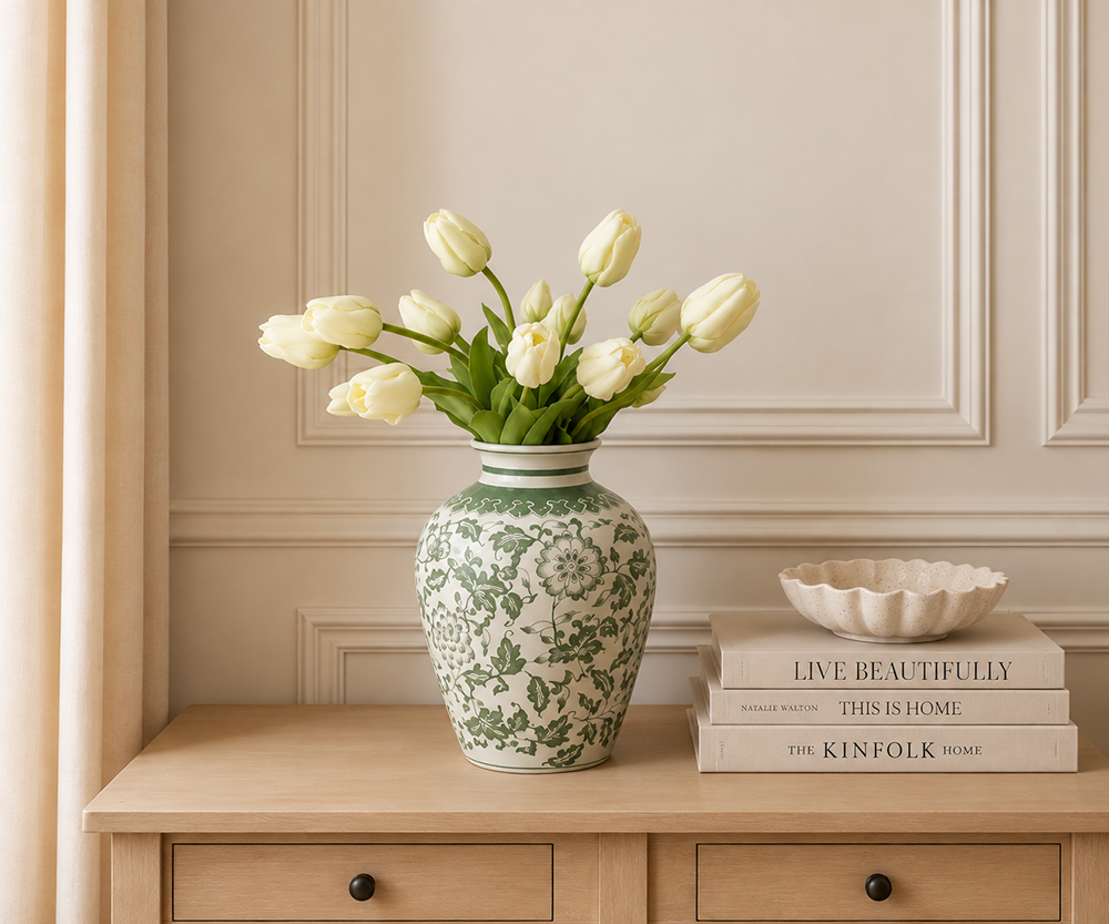 Real Touch Large White Tulip Stem, 46cm