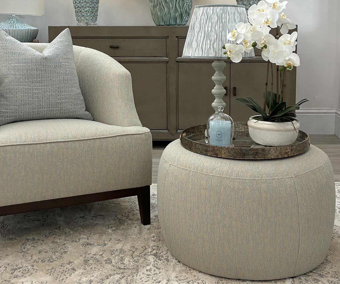Pierre Ottoman in Lucerne Spa Fabric