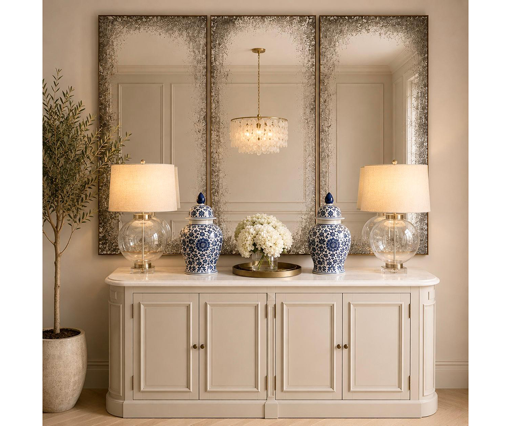 Set of 3 Sydney Mirrors with Distressed Edge, 153x77cm