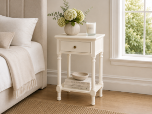 Hugo Side Table with One Drawer and Marble Top