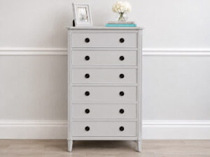 Anna Tall Chest of 6 Drawers in Chalk Grey
