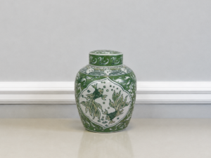 8.5" Emerald Koi Jar with Flat Lid