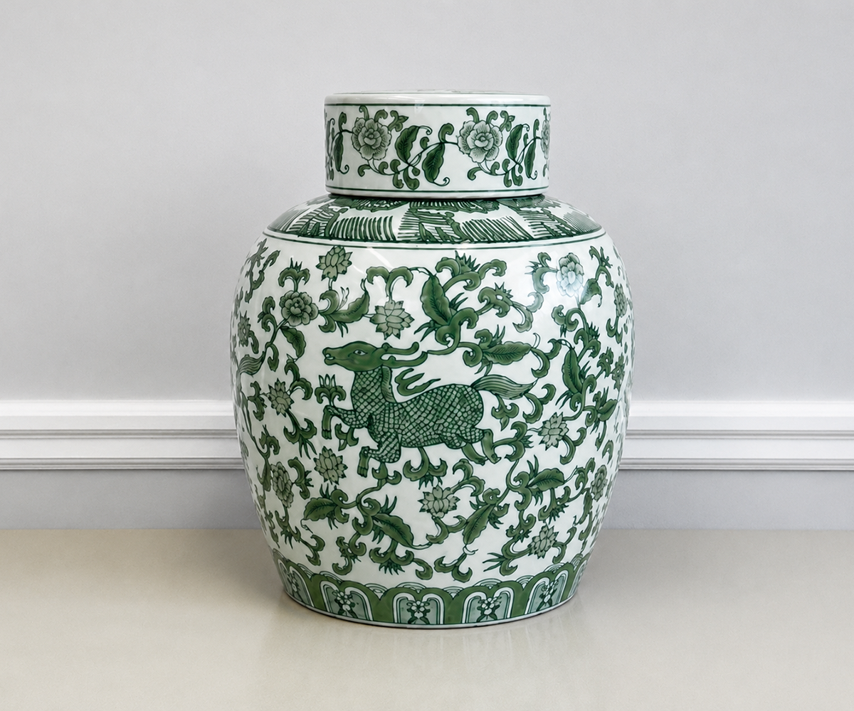 Jade Dynasty 15" Jar with Flat Lid